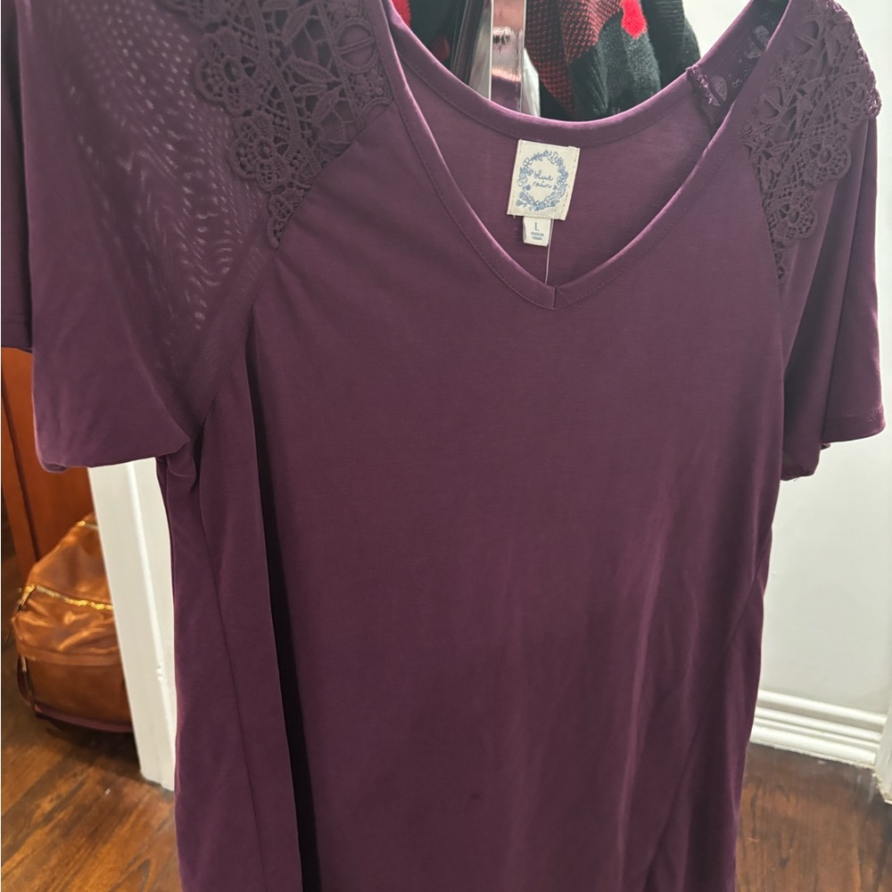 Simply Couture Deep Purple Lace Accent Top